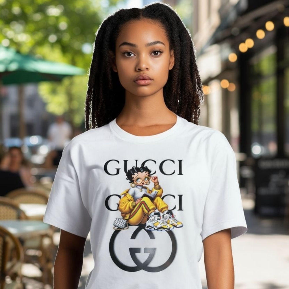 White T-Shirt with Playful Graphic